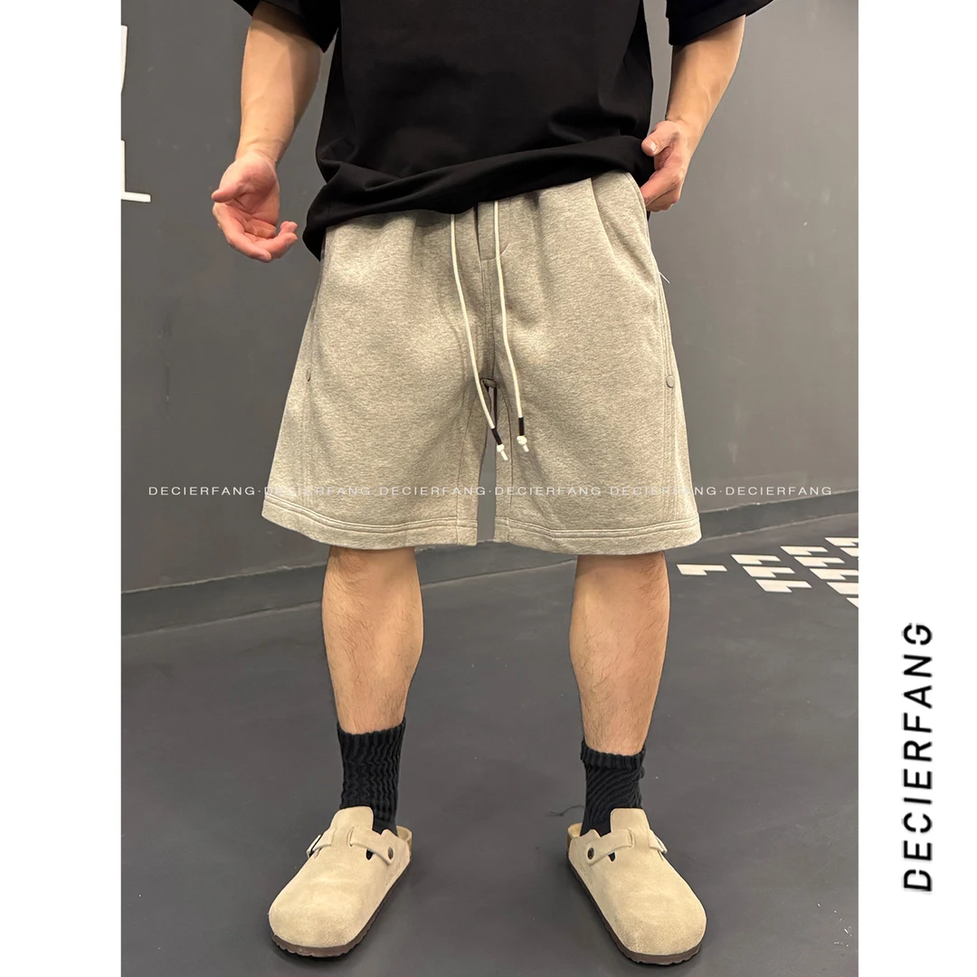 HAIDAN【25夏铆钉拼接剪裁】 宽松挺阔弹力五分裤