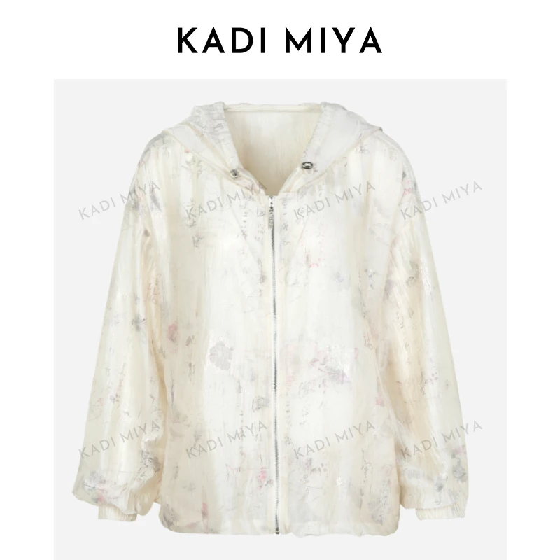 KADIMIYA“心静涟漪”新中式连帽气质防晒衫轻奢印花短外套