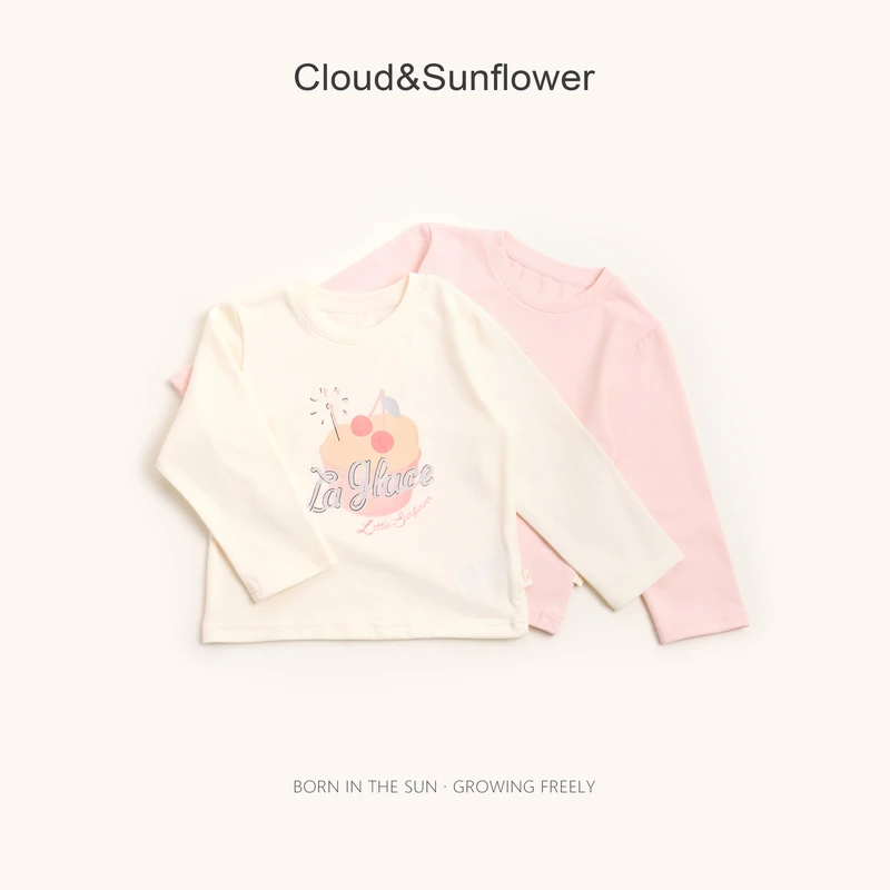 【云朵小葵】女童秋季新款开学甜点印花休闲长袖百搭打底衫1114311