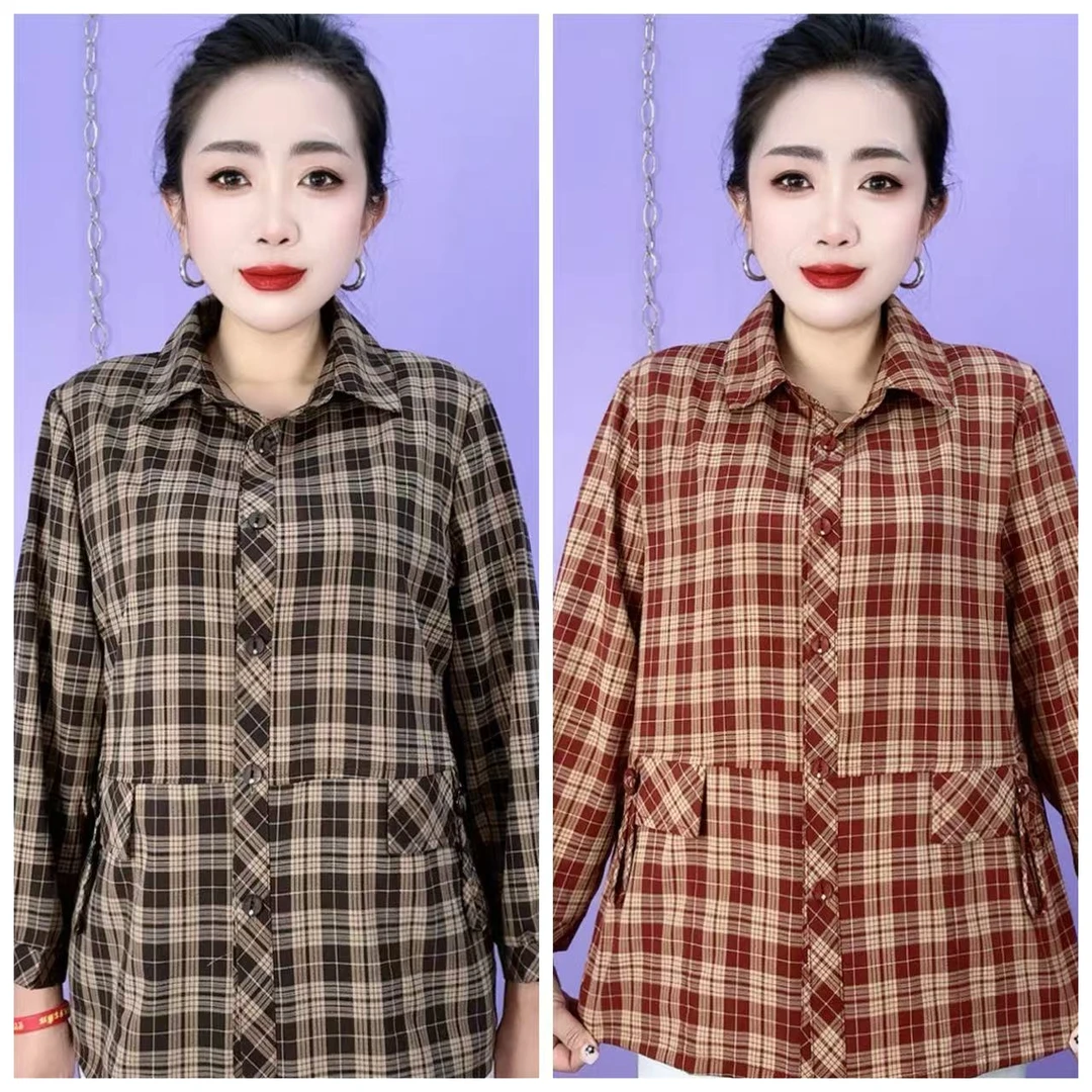 洋气百搭格子休闲款大码衫夏季时尚春秋显瘦开衫外套（F）上衣宽松