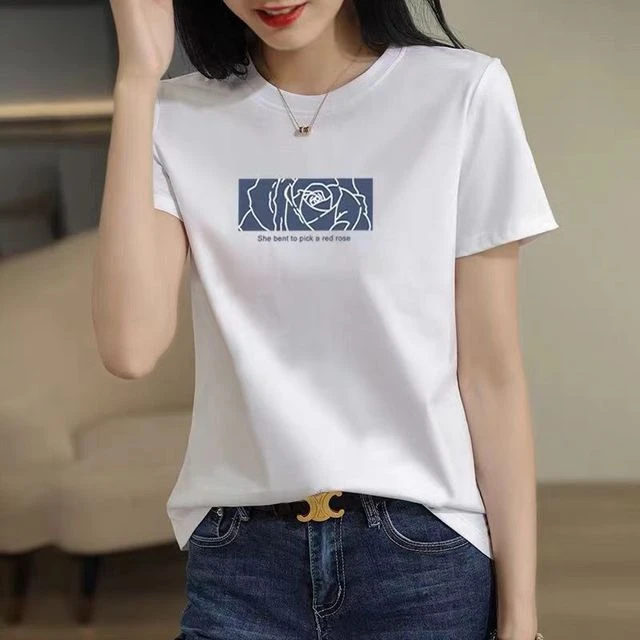 韩版t恤女短袖白色欧洲站女装2025年新款夏季宽松半袖体恤上衣