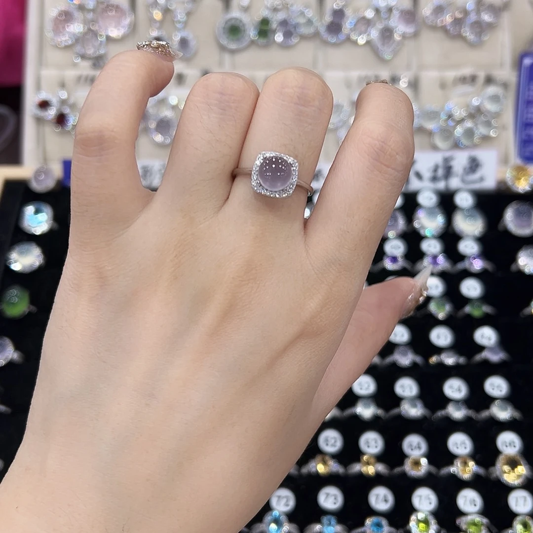 萤石戒指银S925镶嵌