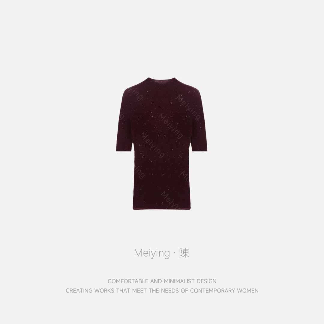 Meiying-中高领亮片100羊毛针织衫YA5QZ077