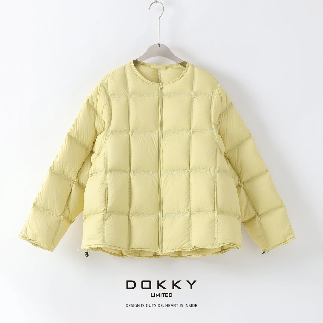 【菠萝包羽绒服】DOKKY超五防.方块绗缝.时髦休闲|圆领外套