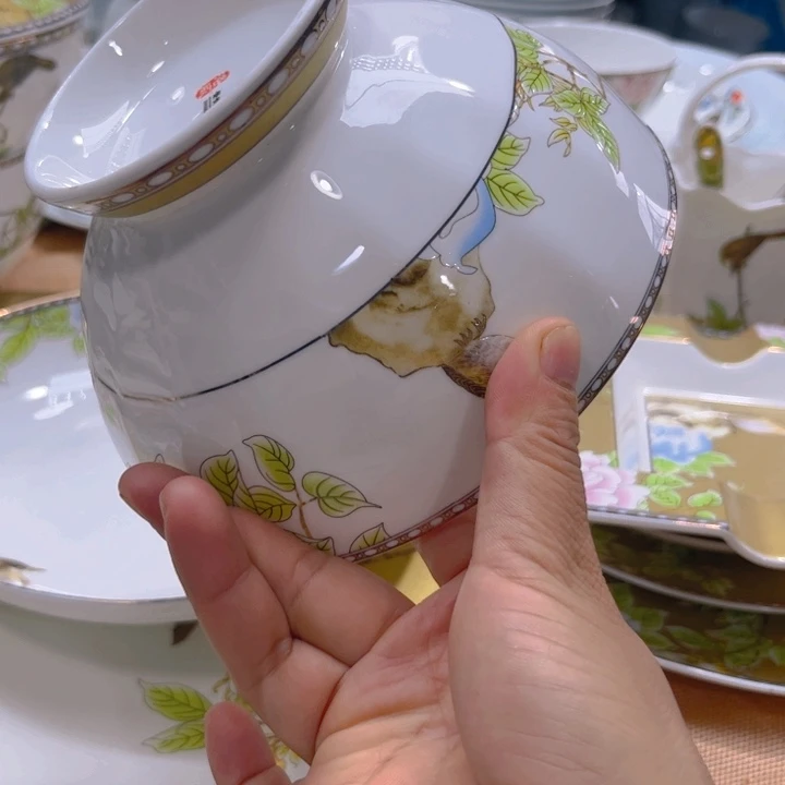 瓷片琴瑟和鸣六寸面碗两个