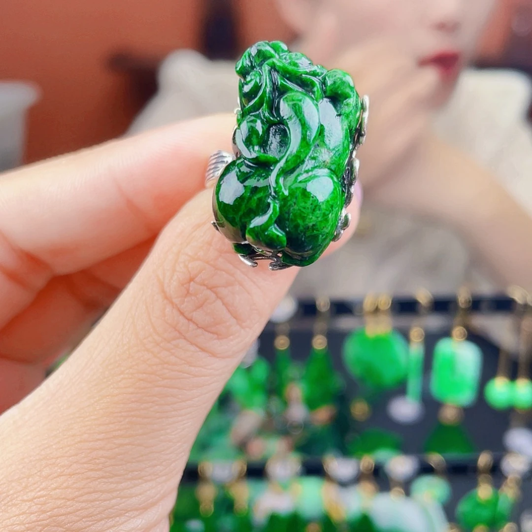 翡翠银S925镶嵌耳饰饰品