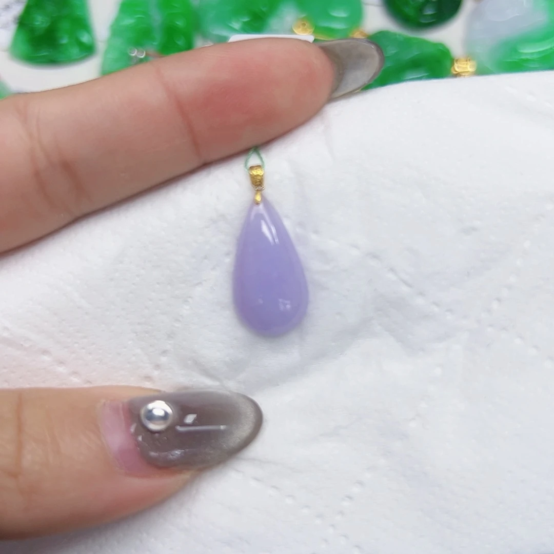 翡翠颈饰18K金镶嵌天然Ａ货翡翠