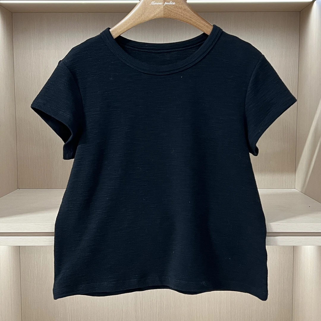 春夏新款肌理感设计圆领正肩T恤（衣长53推荐135斤）