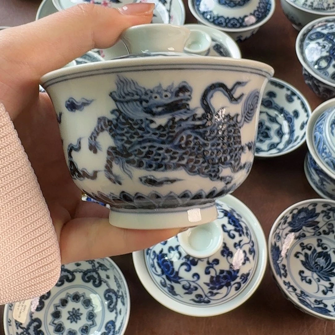 微瑕麒麟小盖碗盖下100cc