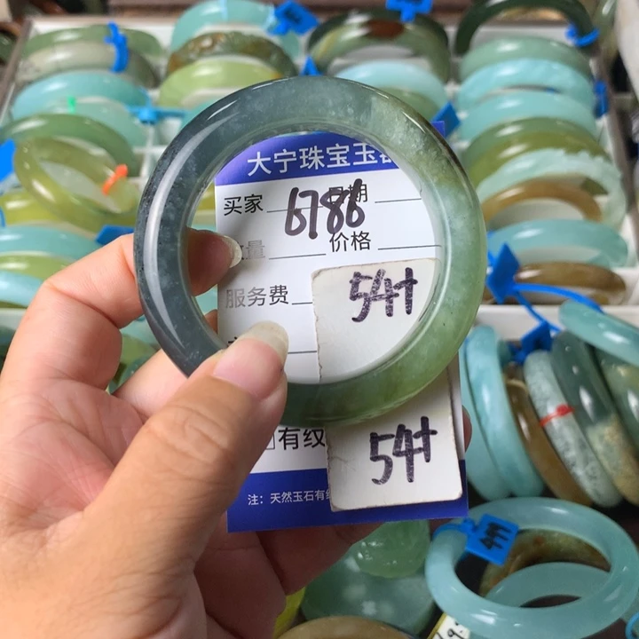 未镶嵌蛇纹石玉手镯6786