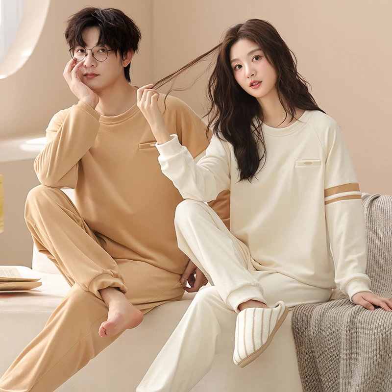 海岛绒情侣睡衣女秋冬季薄绒2025新款休闲恒温保暖男士家居服套装