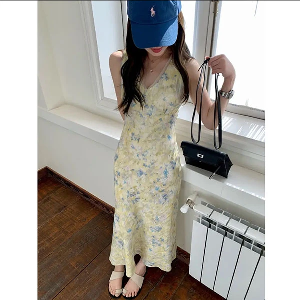 【莫奈花园】长短款V领碎花显瘦连衣裙女夏