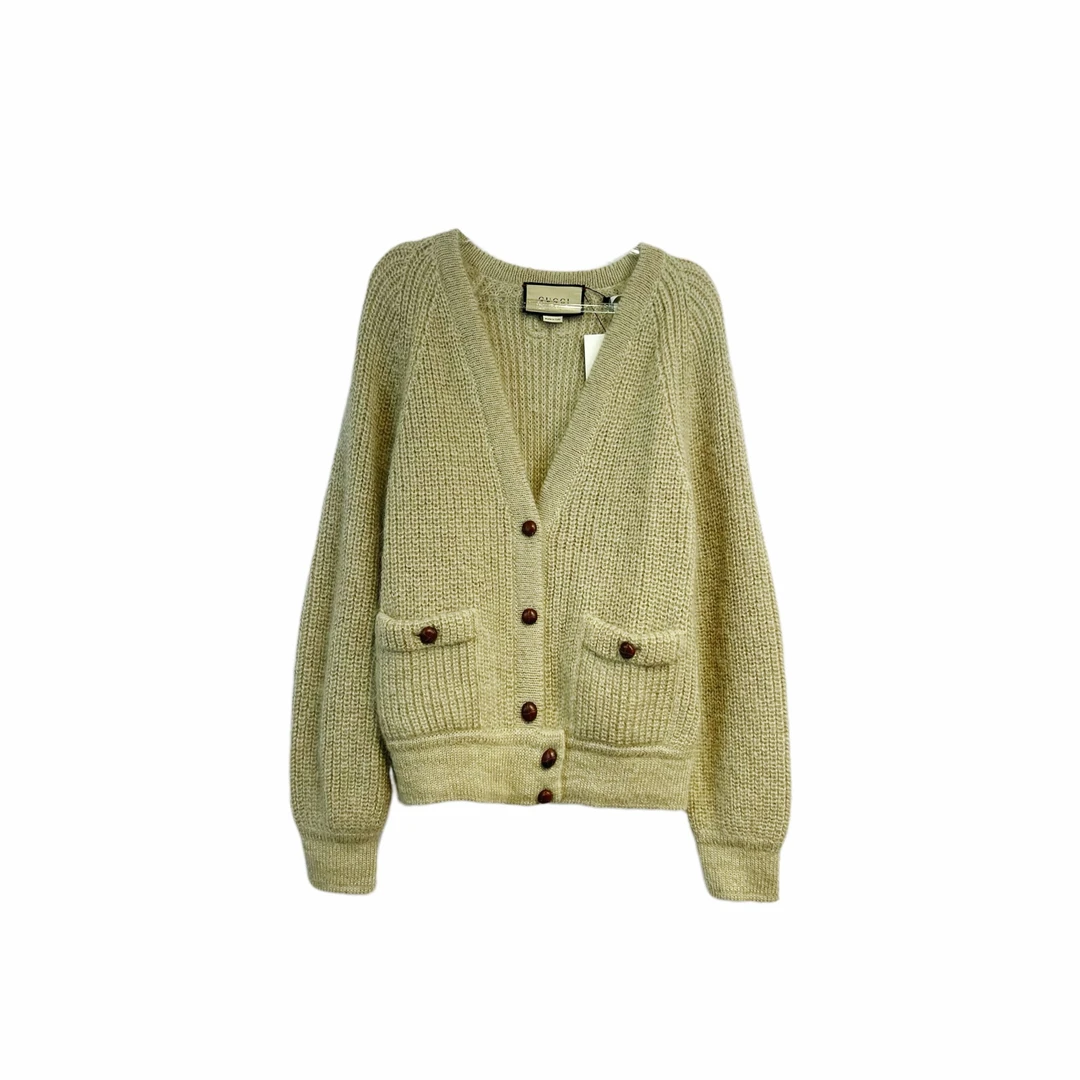 99新 GUCCI/古驰 012931 纯色V领纽扣针织开衫 S码