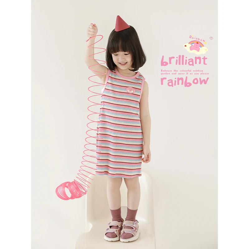 幼悠女童春夏装条纹背心裙女孩无袖裙子儿童连衣裙宝宝裙子C2963