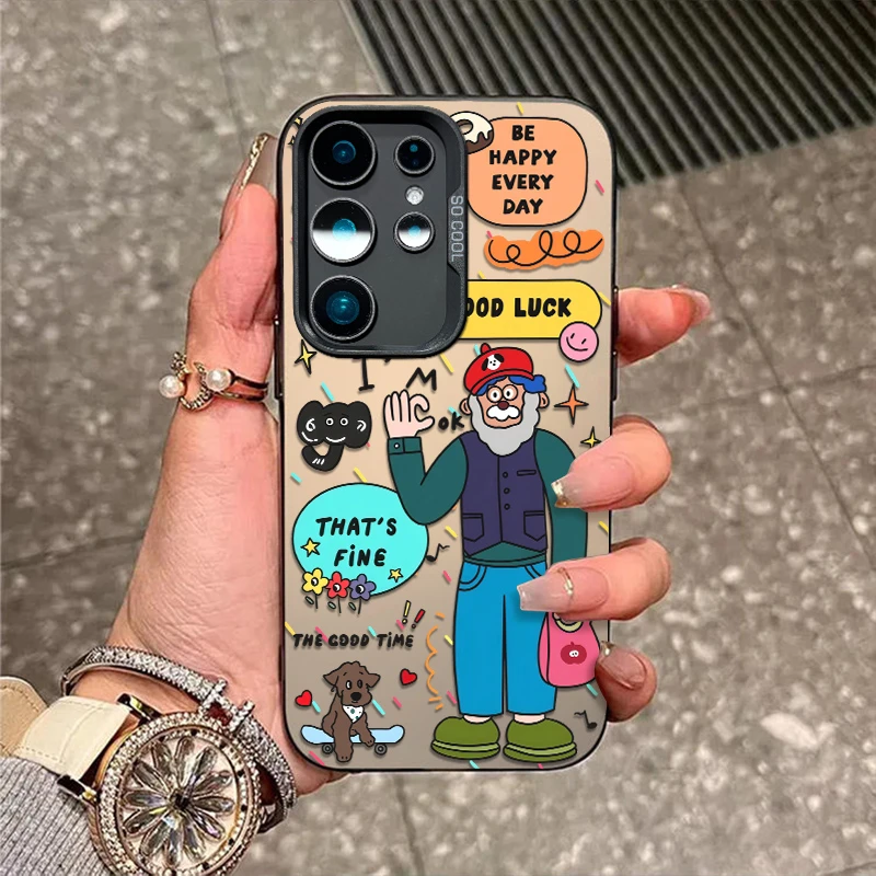 幸运老头适用三星s30手机壳s25新款s24外壳彩银S23fe防摔s22校园