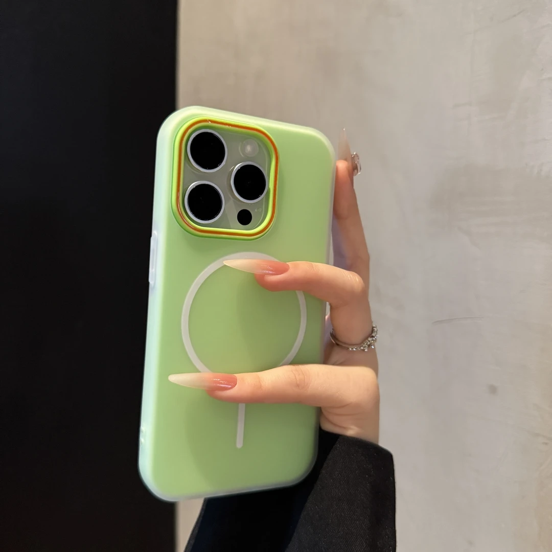 清新果冻磁吸适用苹果16promax手机壳小众iPhone15时尚14简约13女