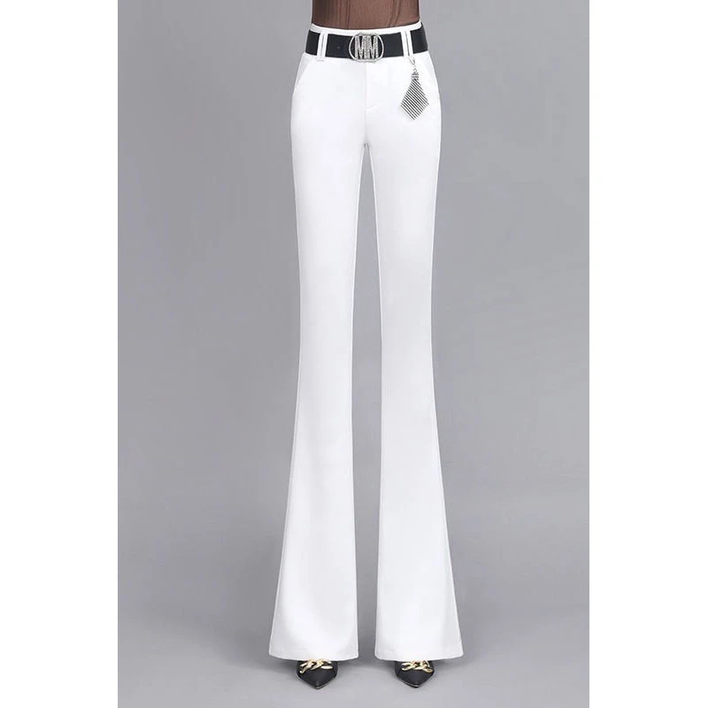 高腰微喇叭裤女秋冬季新款垂感高级白色显瘦时尚休闲西装长裤