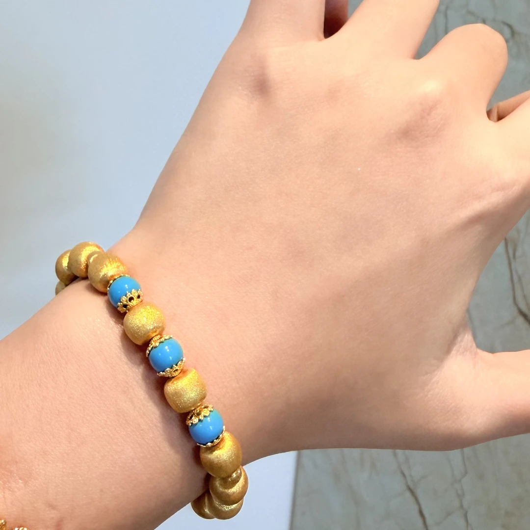 足金999《苹果珠》拉丝手串手链23.93克