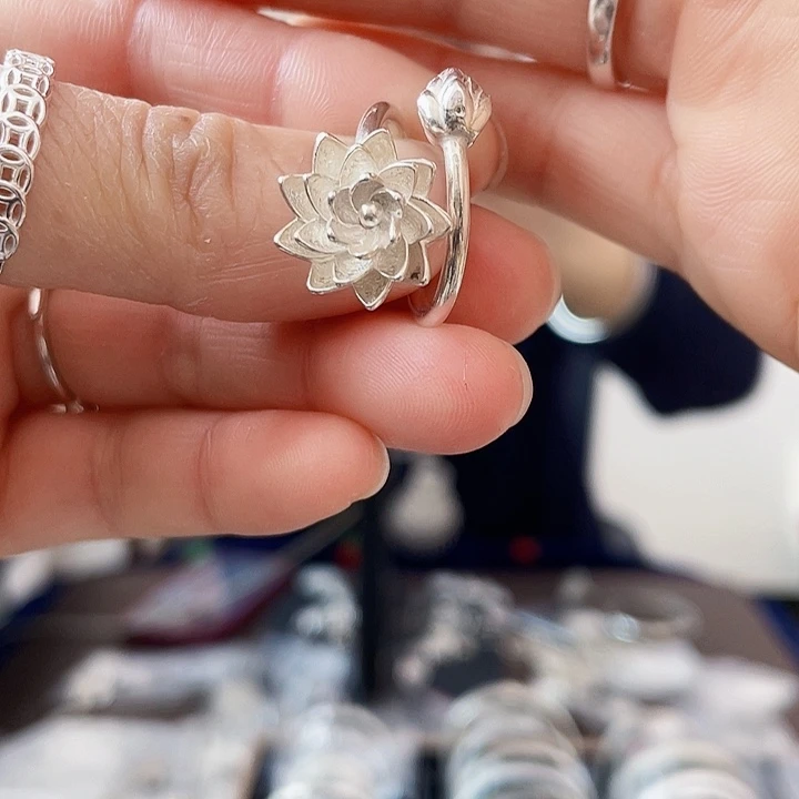 足银足银荷花大号戒指5克