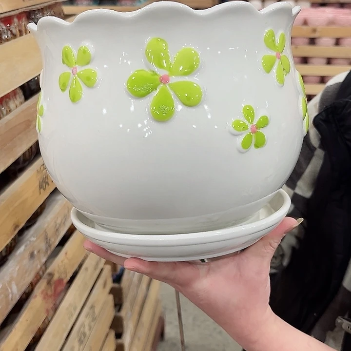 陶瓷陶瓷花盆有带冰裂效果