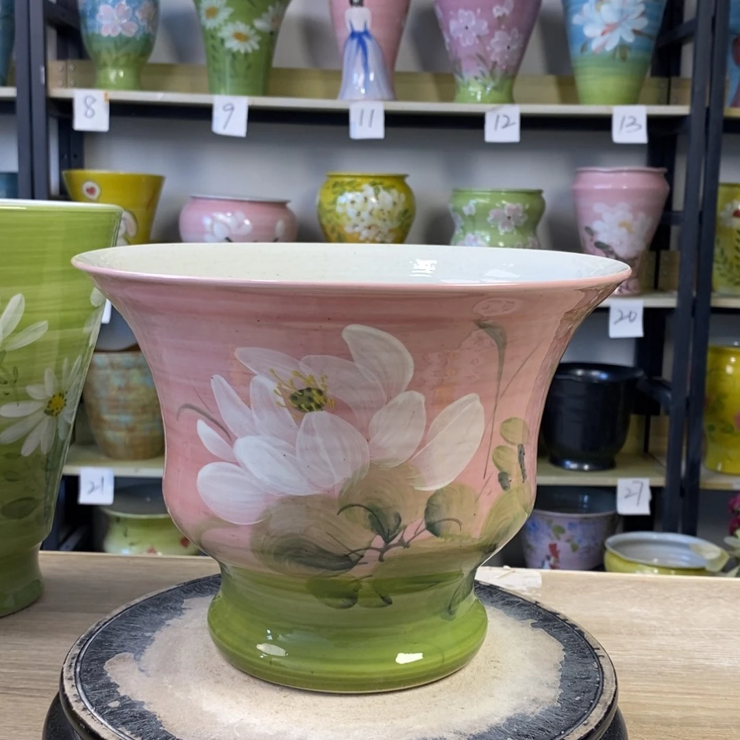 景德镇手工手绘陶瓷花盆