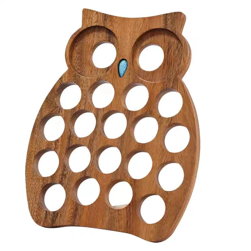 实木创意收纳支架猫头鹰圆孔置物架囊桌面展示架家用防摔