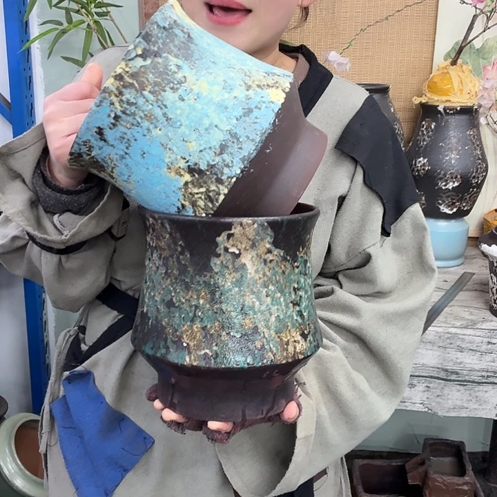 19×21 -粗陶花盆有孔-买买买