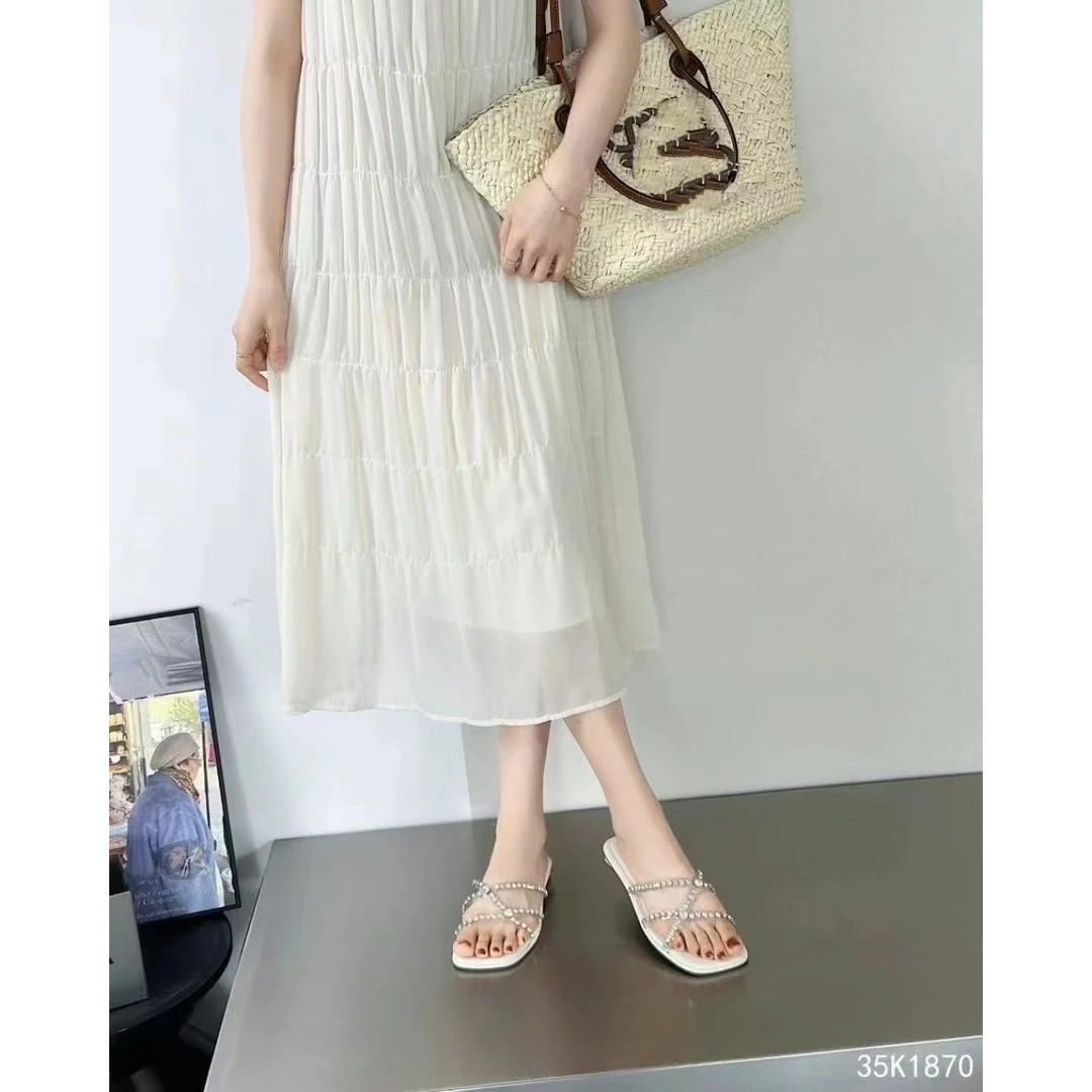 夏休闲款法式拖鞋女新款配裙子仙女风拖鞋87-7528