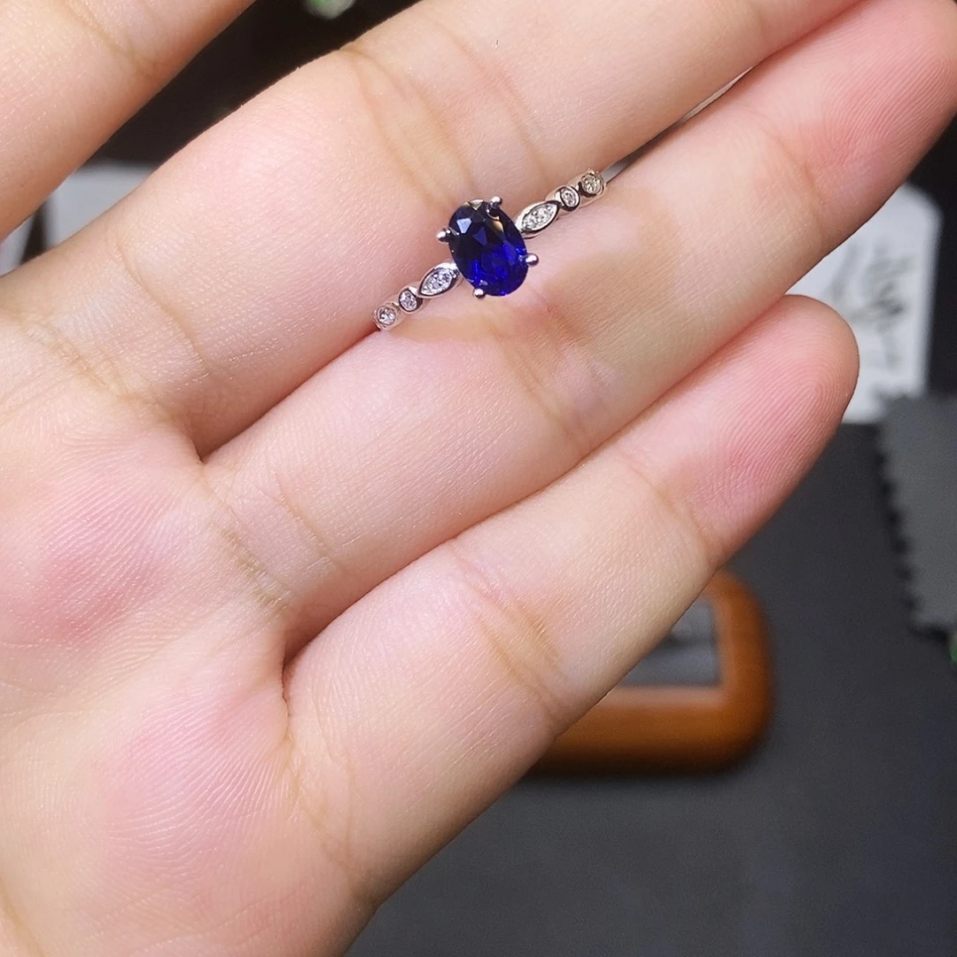 戒指蓝宝石银S925镶嵌