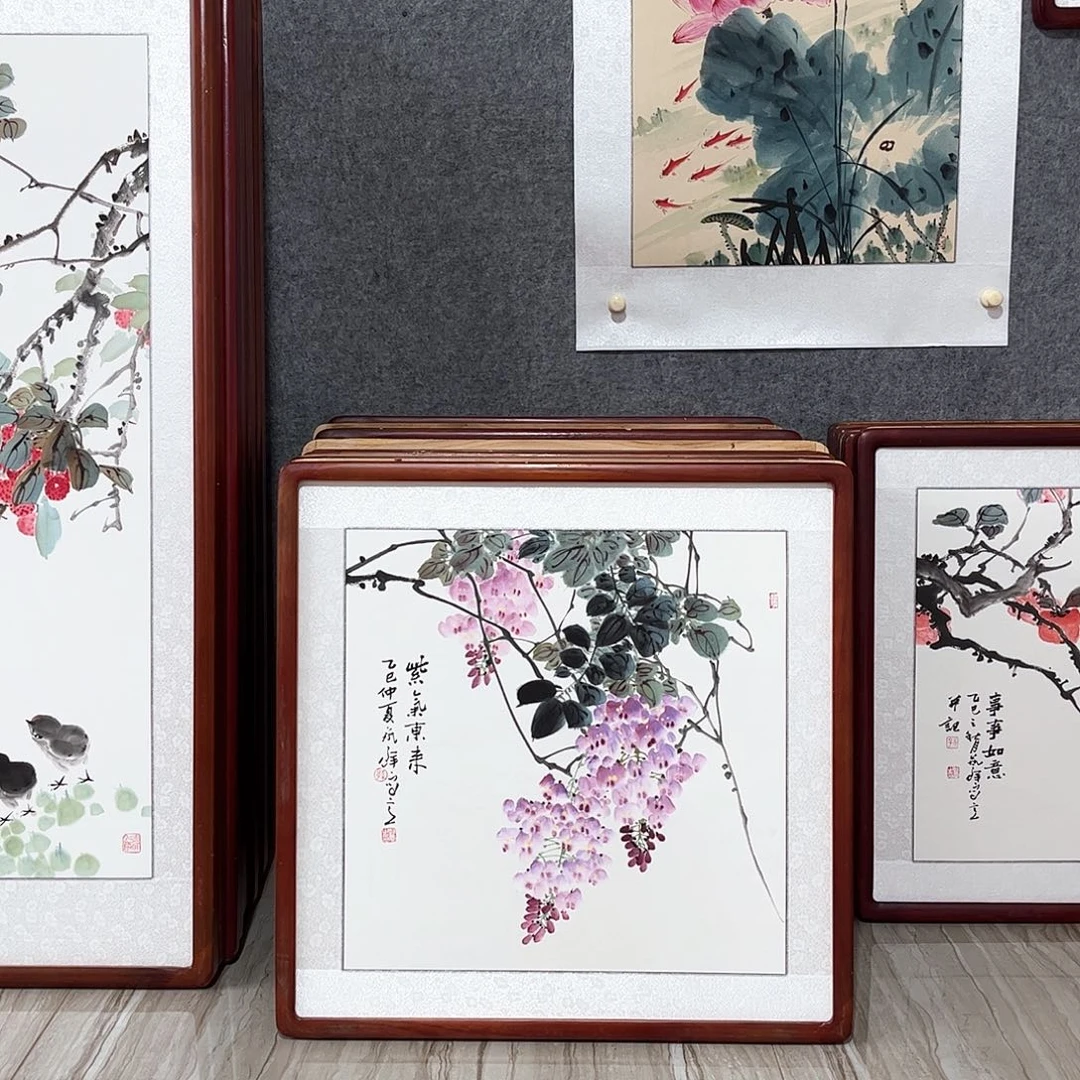 国画书画作品带框63×63