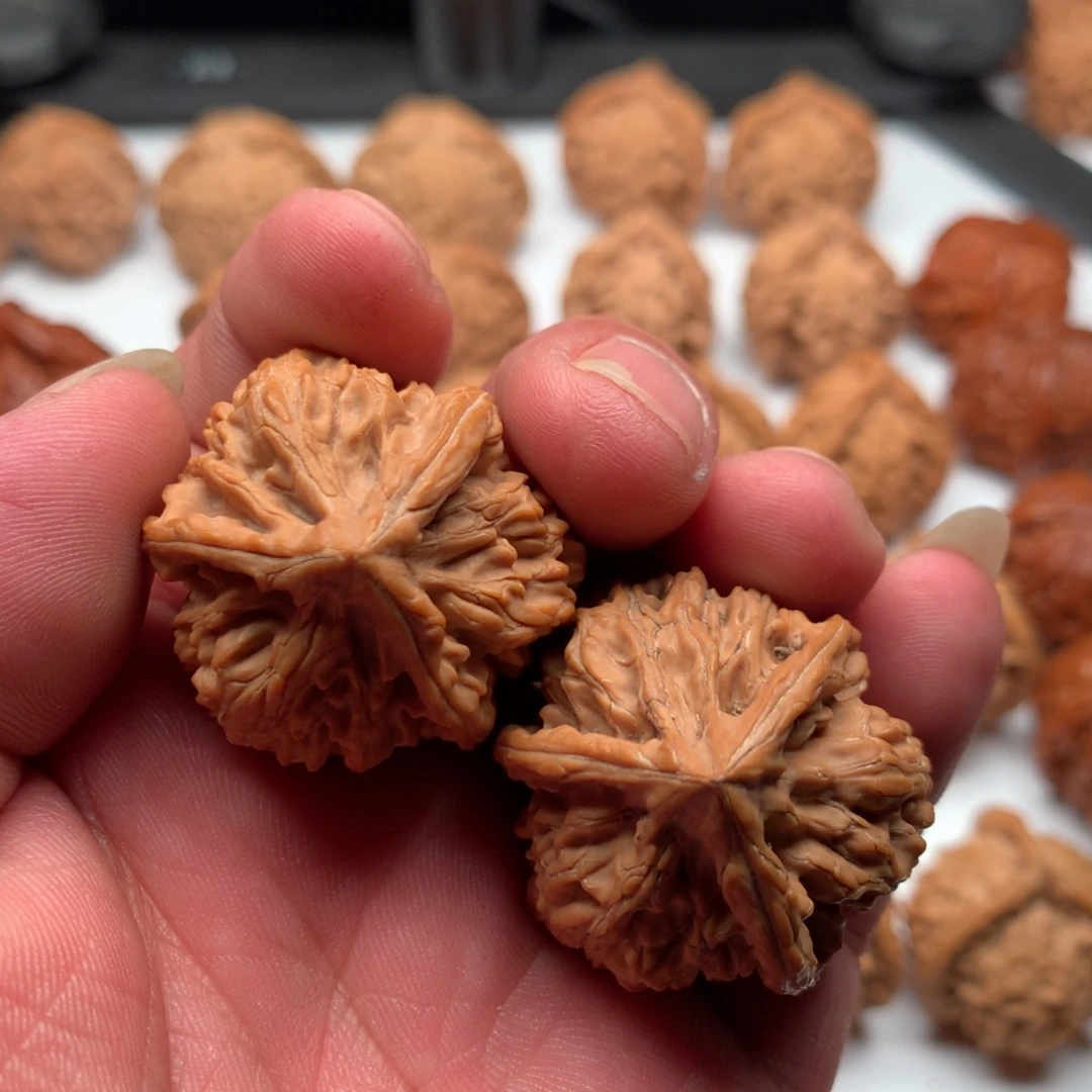 文玩核桃把件玉龙粗筋三棱