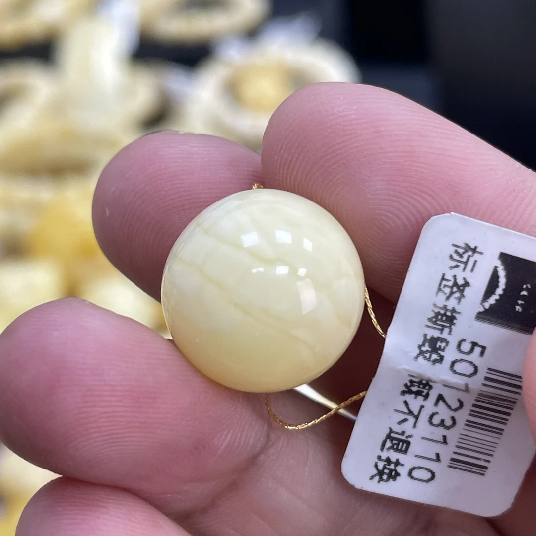 魔梵珠宝｜16mm俄料天然蜜蜡 浓蜡白花 孔道皮色