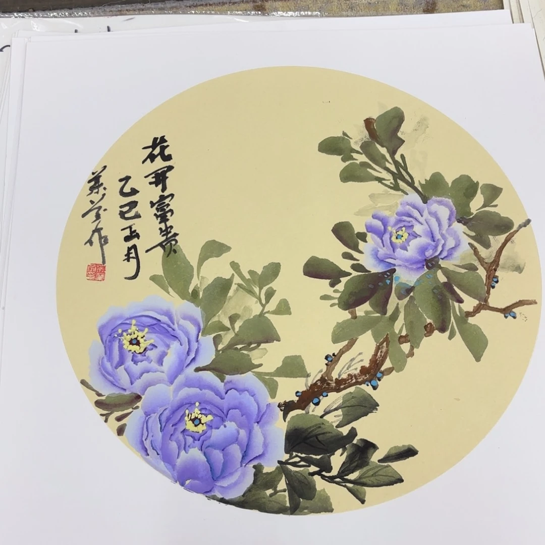 国画吴兰芬卡纸作品童