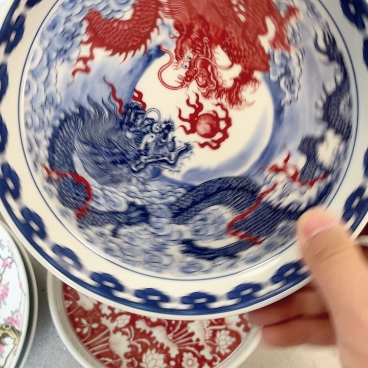 瓷片双龙戏珠壶承