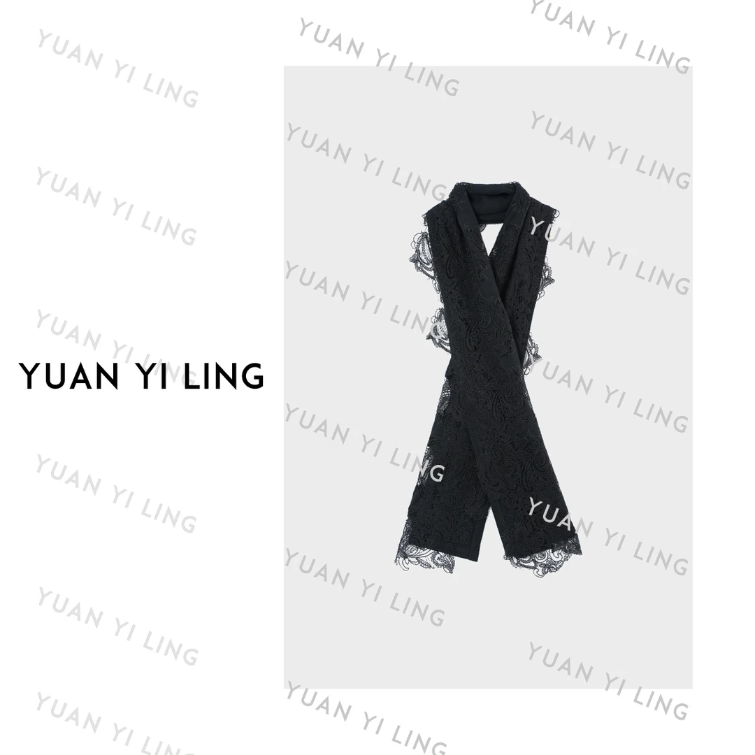 袁艺灵【慵懒出街】高端澳毛优雅气质经典蕾丝围巾9362