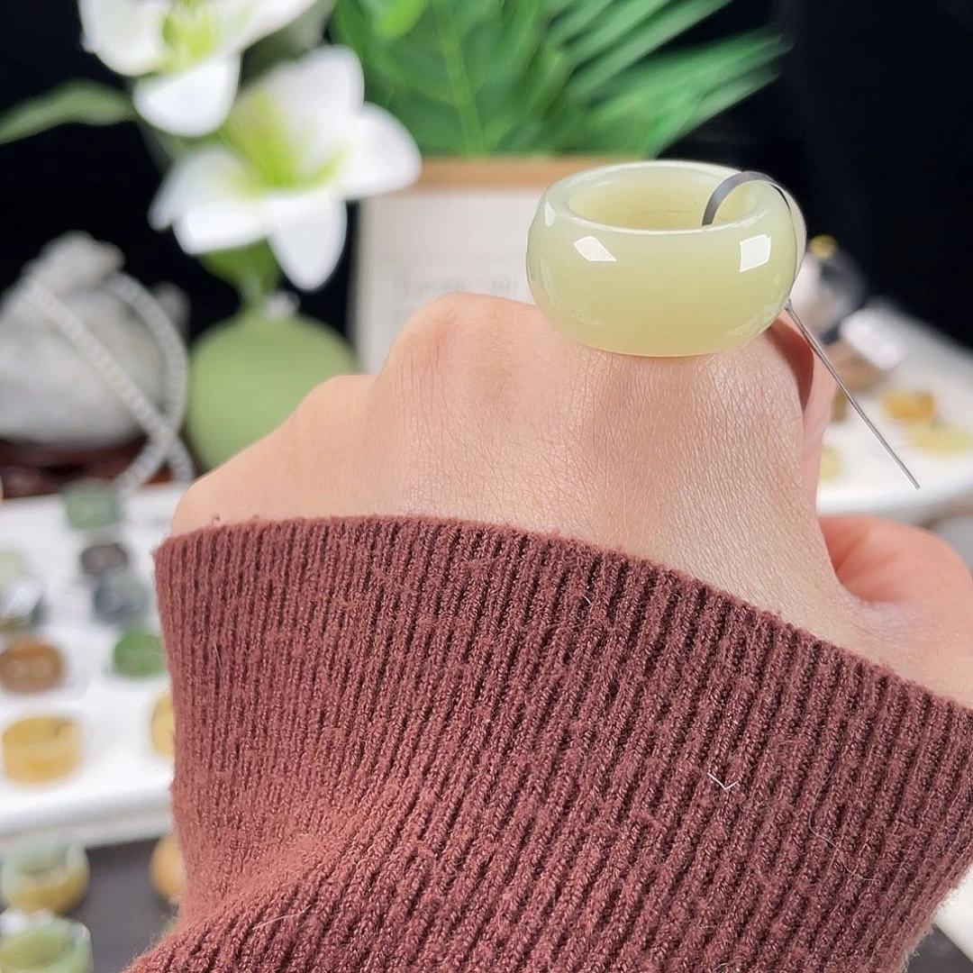 和田玉未镶嵌戒指E68糖布丁墩墩17