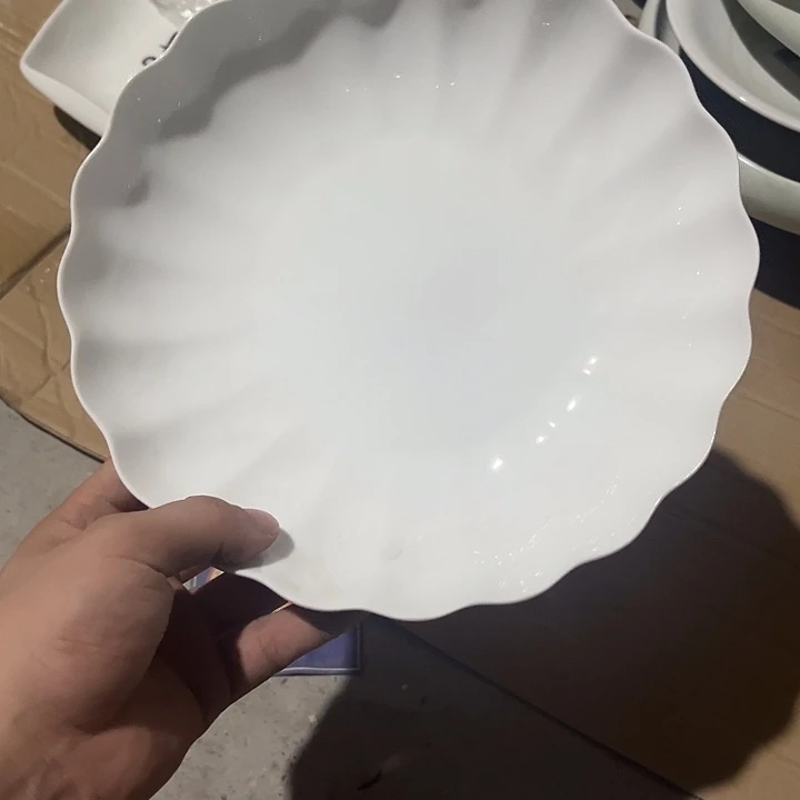 9寸白玉瓷菊花深盘陶瓷