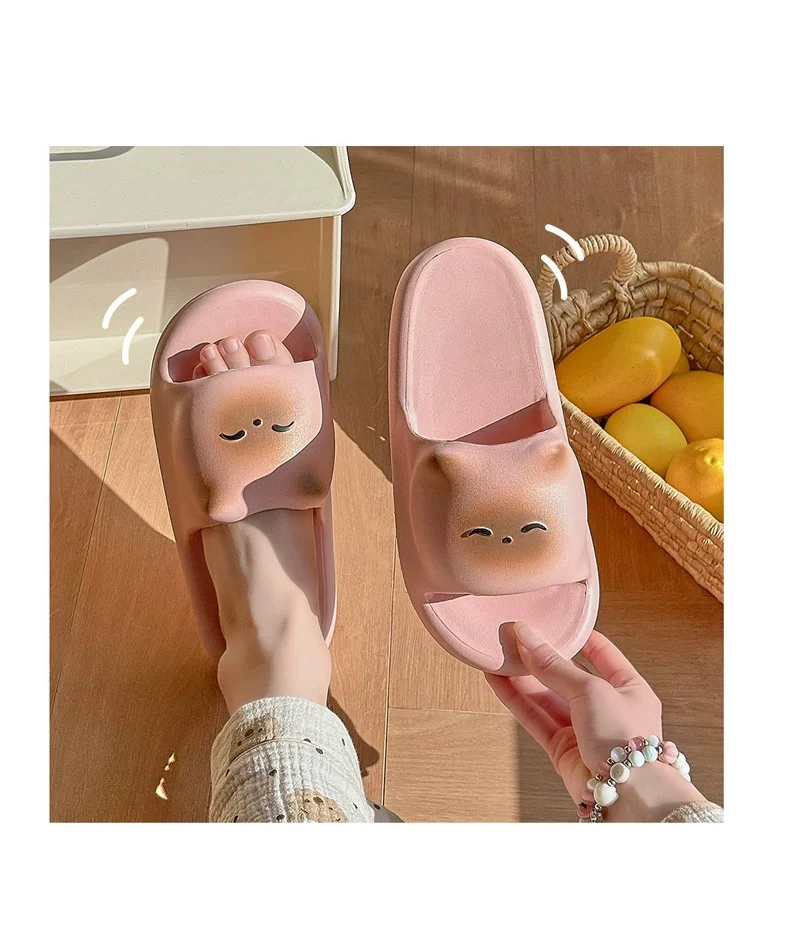 厚底拖鞋女士夏季外穿可爱猫咪居家浴室防滑情侣凉拖鞋