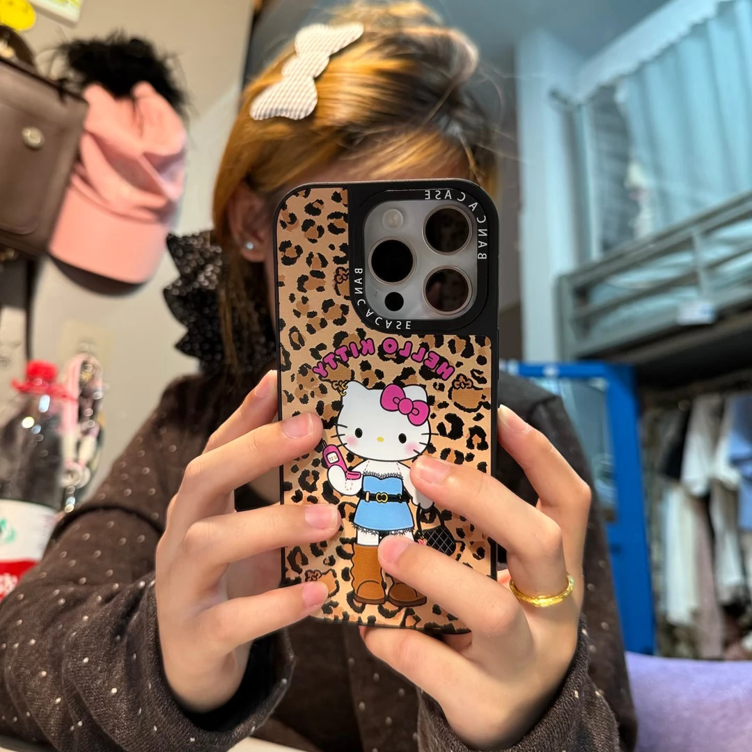 BANCA豹纹长腿Kitty适用苹果17promax手机壳16Pro/15苹果iPhone14