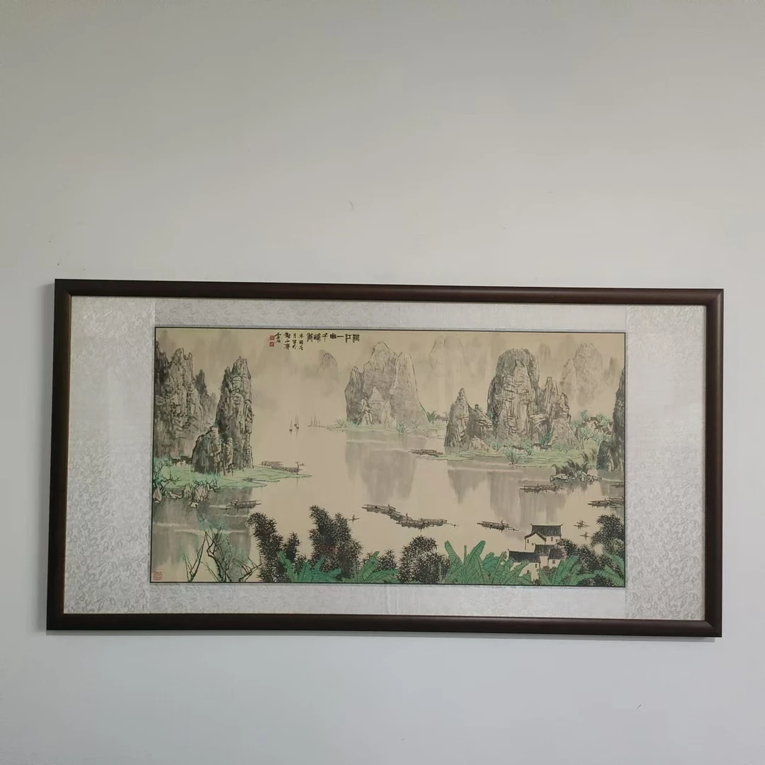 【021】120*60漓江图纯实木框客厅餐厅茶室书房家居装饰挂墙画