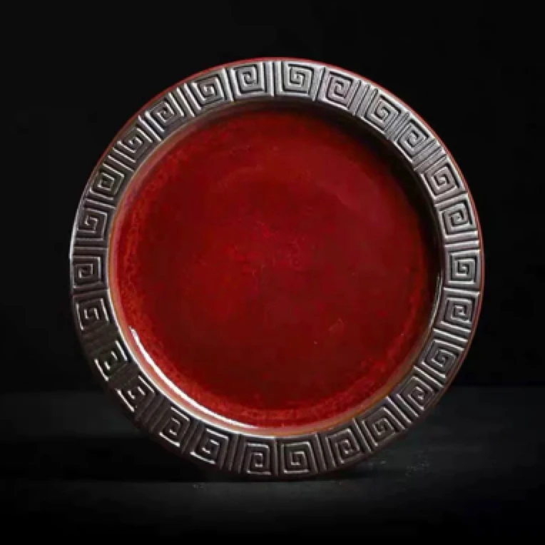 庄大师最美朗红故宫红手作陶瓷铁胎泥茶具杯垫壶承