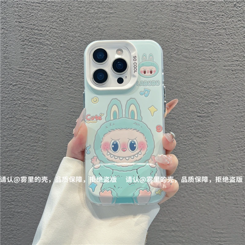 绿色拉布布适用苹果16pro彩银手机壳华为荣耀小众vivo小米15oppo