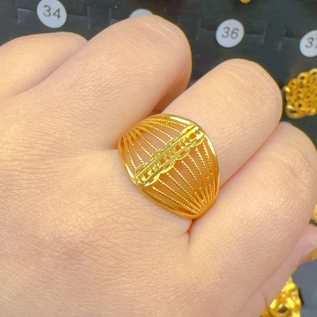 铜合金戒指 铜合金戒指 时尚简约开口可调节金色戒指秋冬新款35