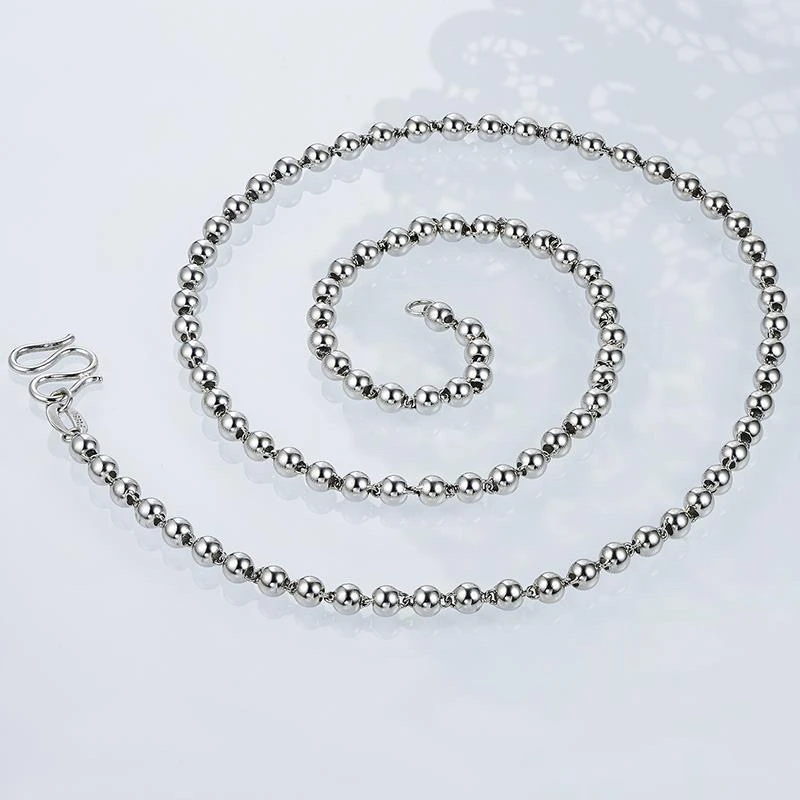 链子足银 珠珠3mm圆珠项链足银990纯银简约百搭项链