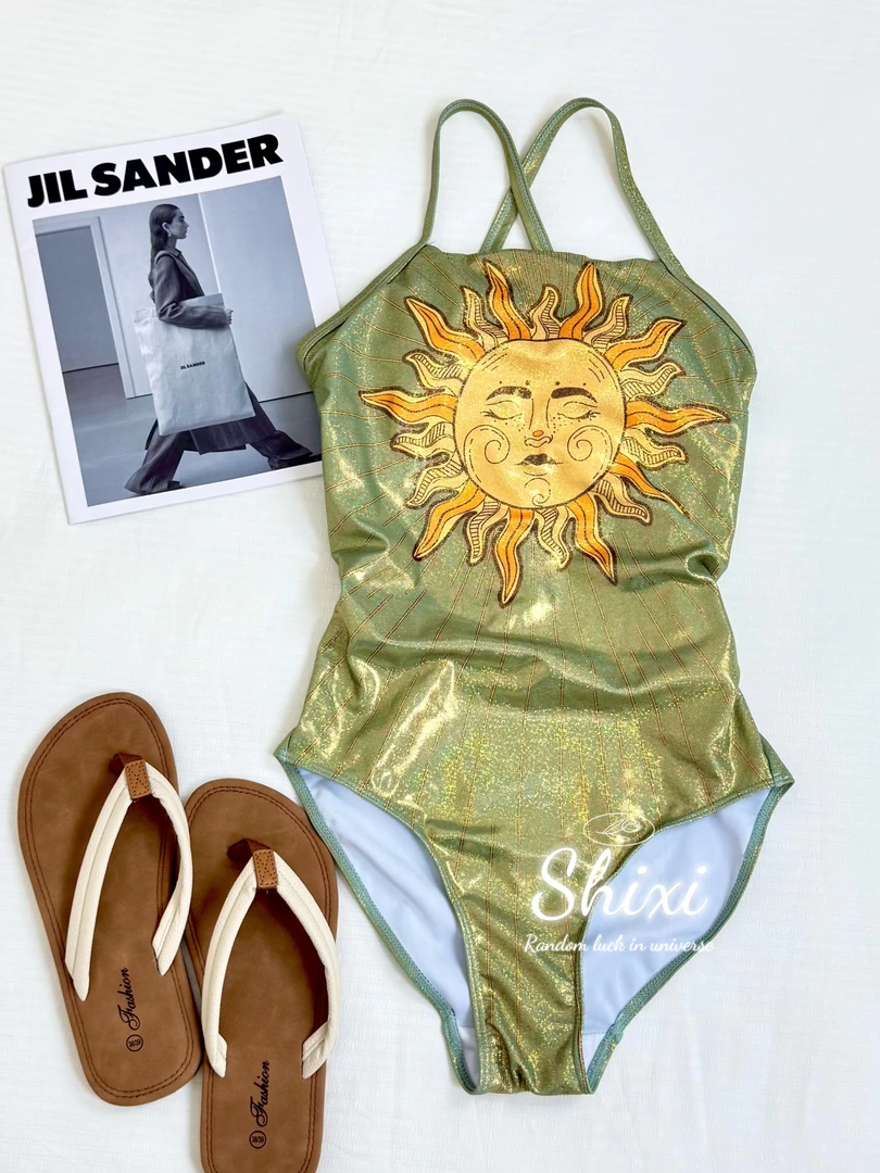 太阳女神丨双层可拆卸胸垫低叉显白高级专业竞速连体三角泳衣