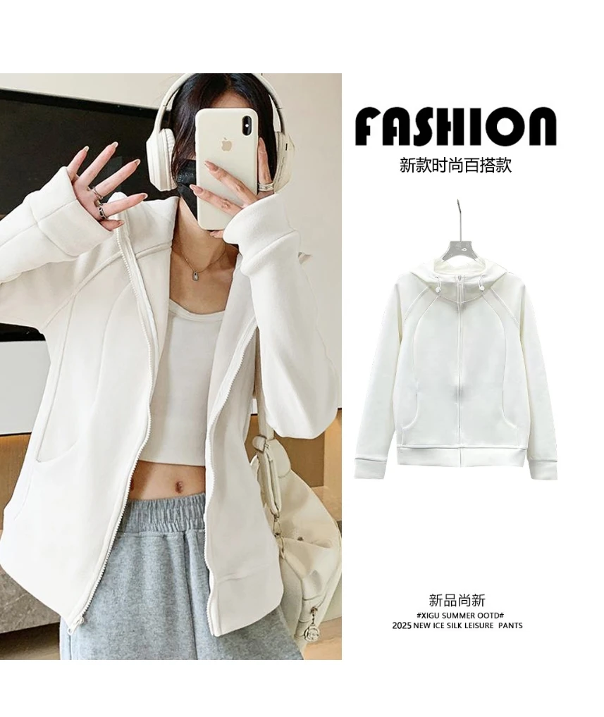 春装女款2025年新款超火今年流行爆款女装独特超好看白色连帽外套
