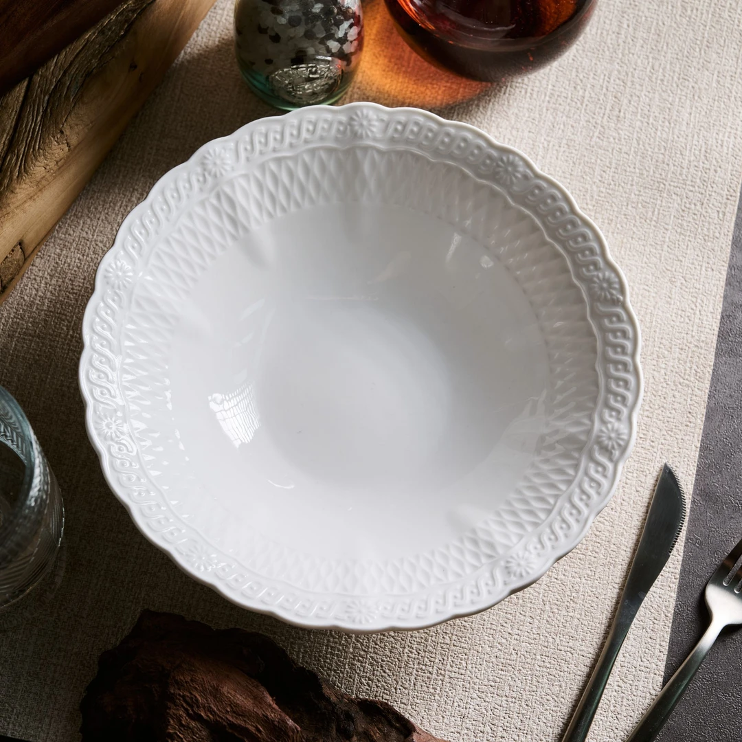 云山景墨陶瓷8英寸蕾丝深汤盘餐具乔迁礼物