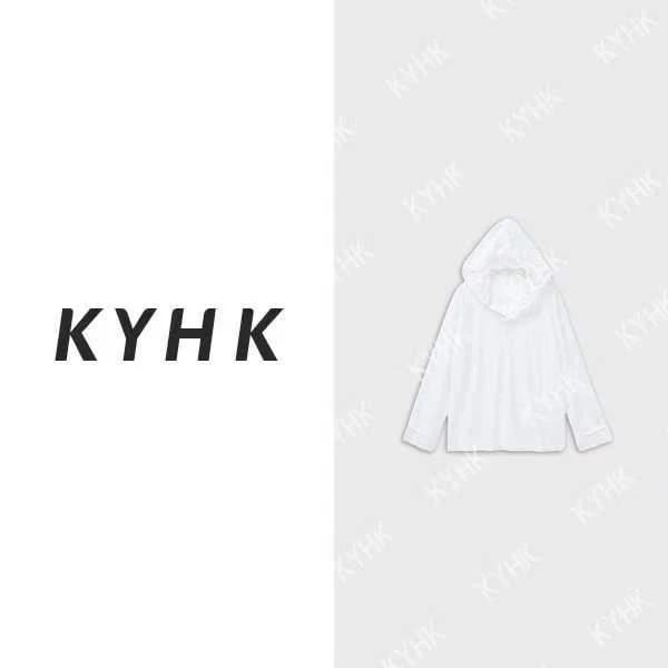 KYHKKYHK春夏长袖连帽拼接蕾丝百搭T桖240511