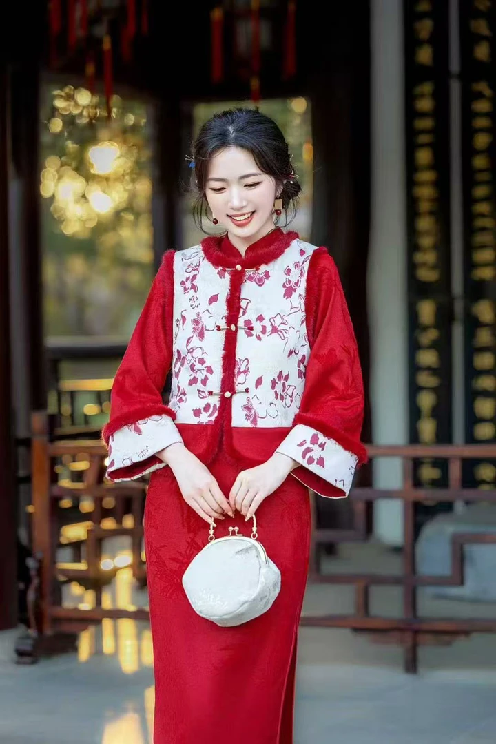 【暖洋洋/吉祥年.儿童】秋纱2025冬款中式马甲两件套复古拜年周岁宴