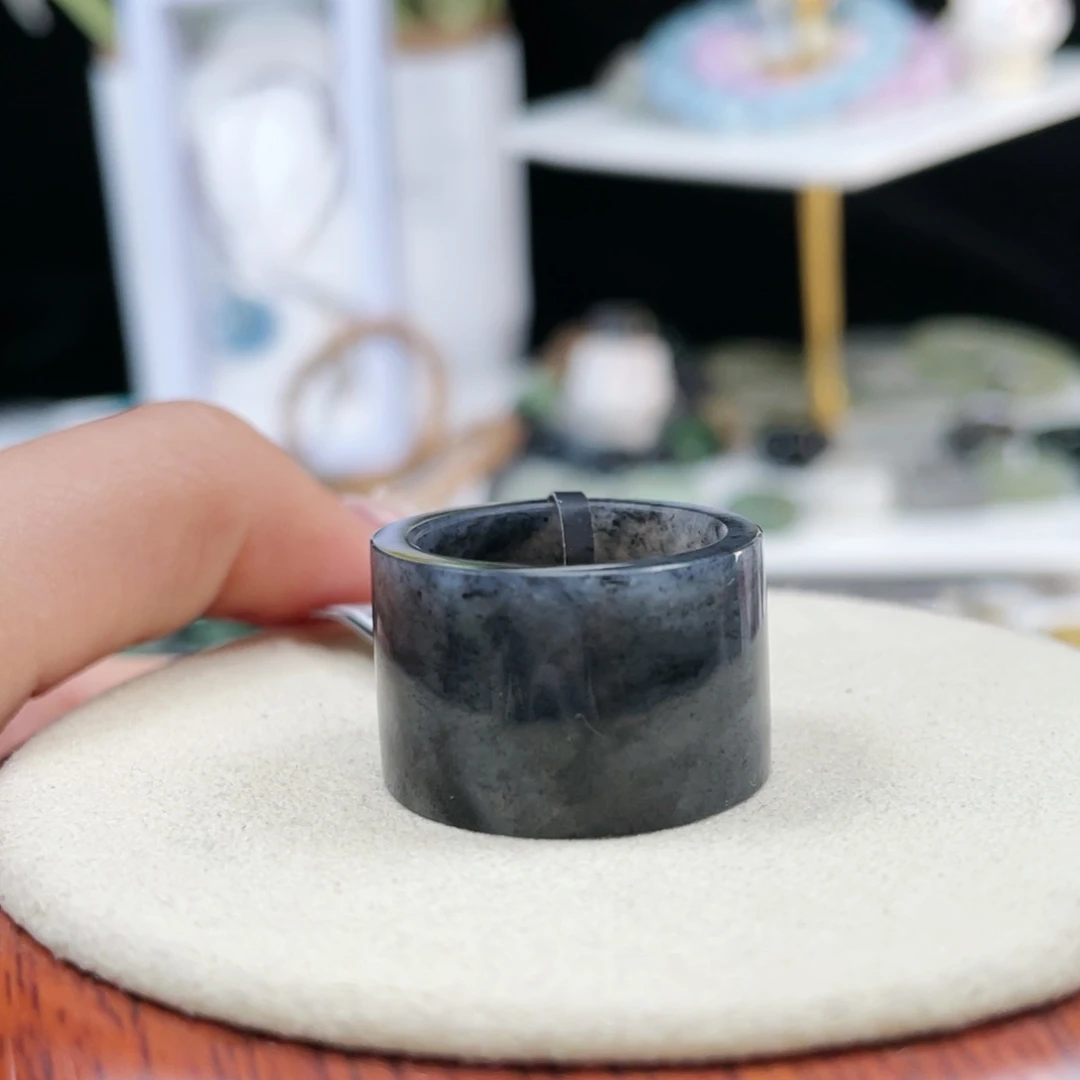 和田玉未镶嵌戒指P70青花直切18.2不退换